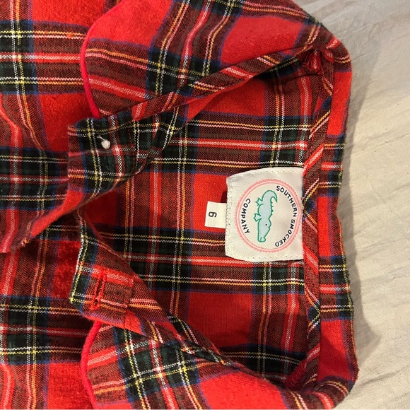 Southern Smocked Red Plaid Kids Christmas Pajama Set - Picture 2 of 2